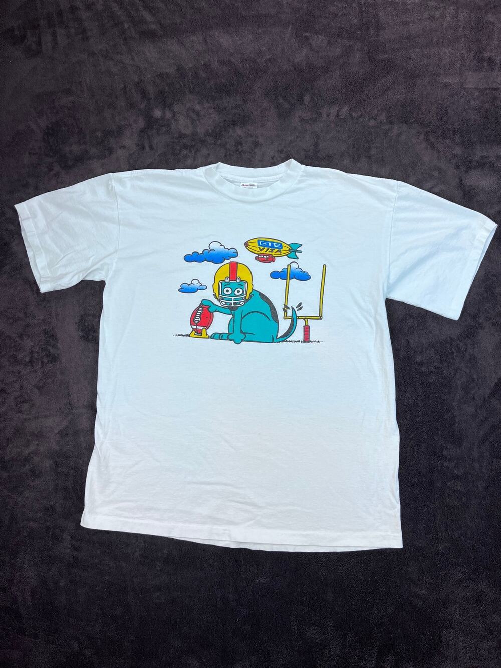 Vintage AmeriTees Dog Football Novelty Tee XL White